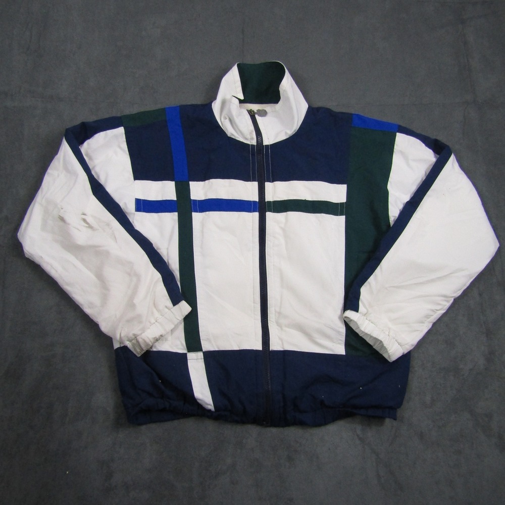 Kaelin Windbreaker Jacket Men XS White Blue Green Colorblock Vintage 90s